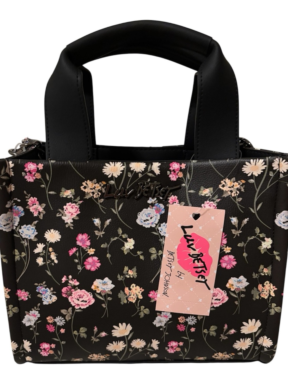 Betsey Johnson black floral satchel crossbody NWT - Picture 3 of 9